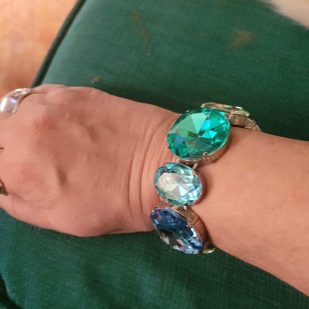 Vibrant Teal and Blue Gemstone Bracelet